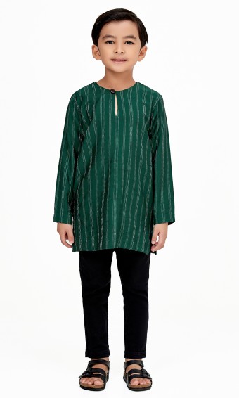 Zeki Kurta Kids in Emerald Green